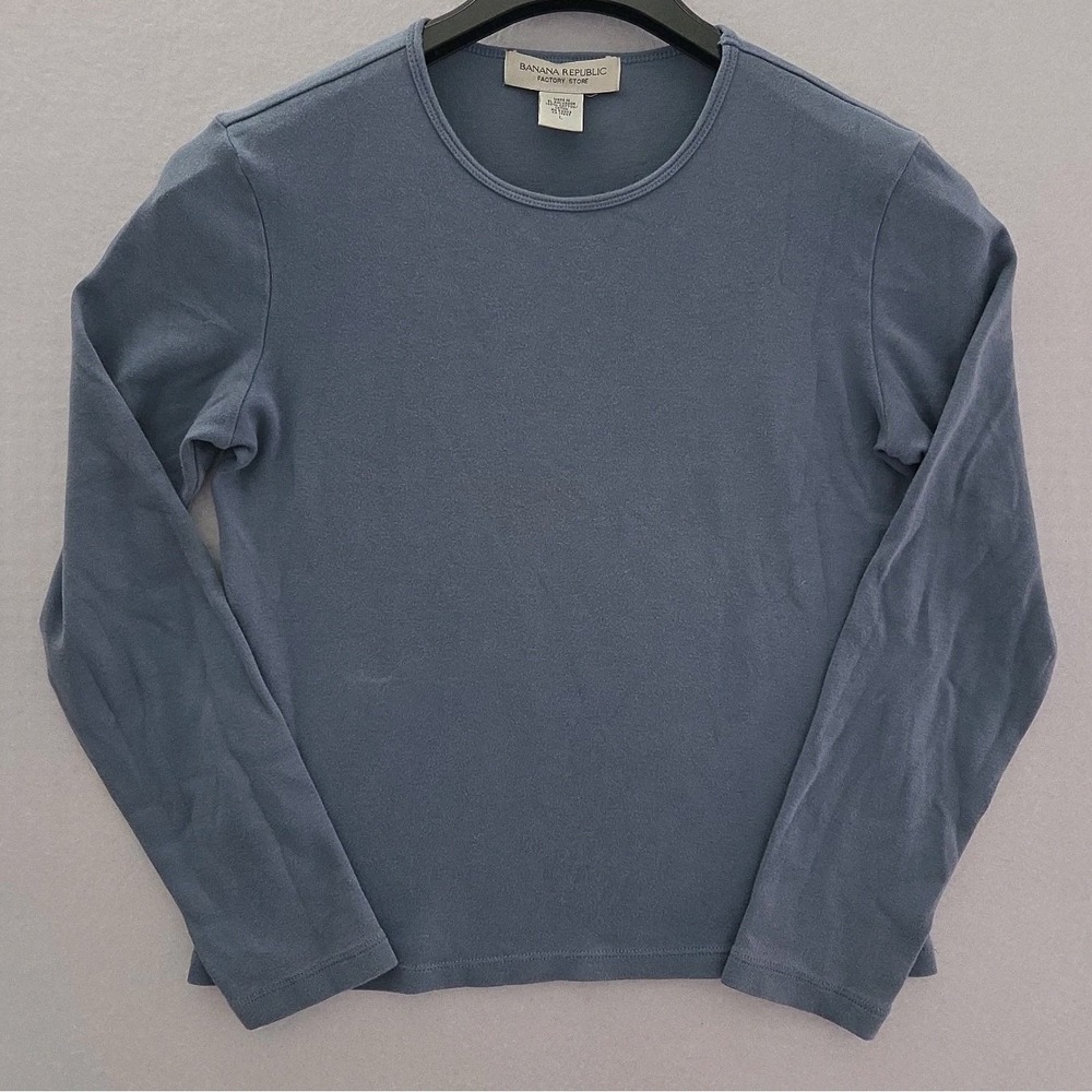 Banana Republic Light Blue Long Sleeve Crew Neck Tee Top Everyday Wear Large